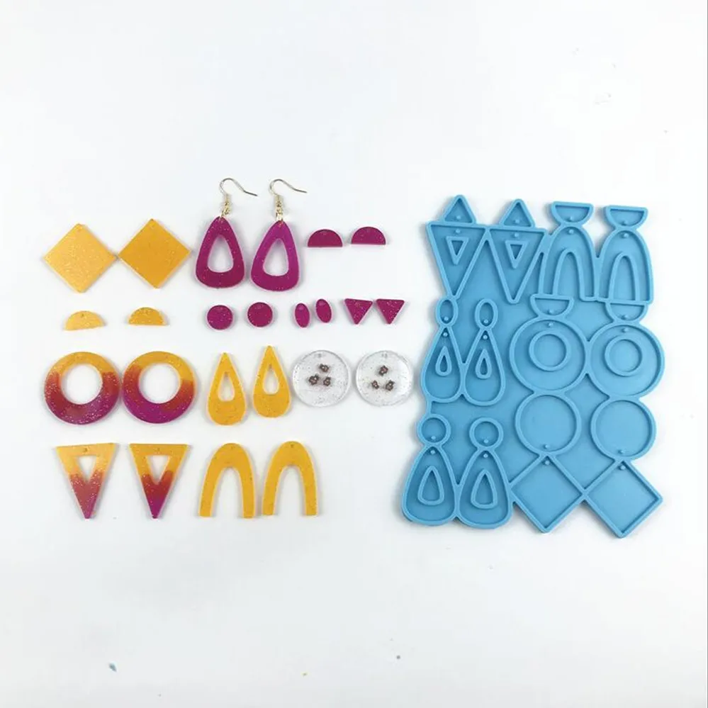 Earrings Epoxy Resin Mold Geometric Shape Pendant Silicone Mould for DIY Epoxy Resin Jewelry Pendants Crafts Making Tools