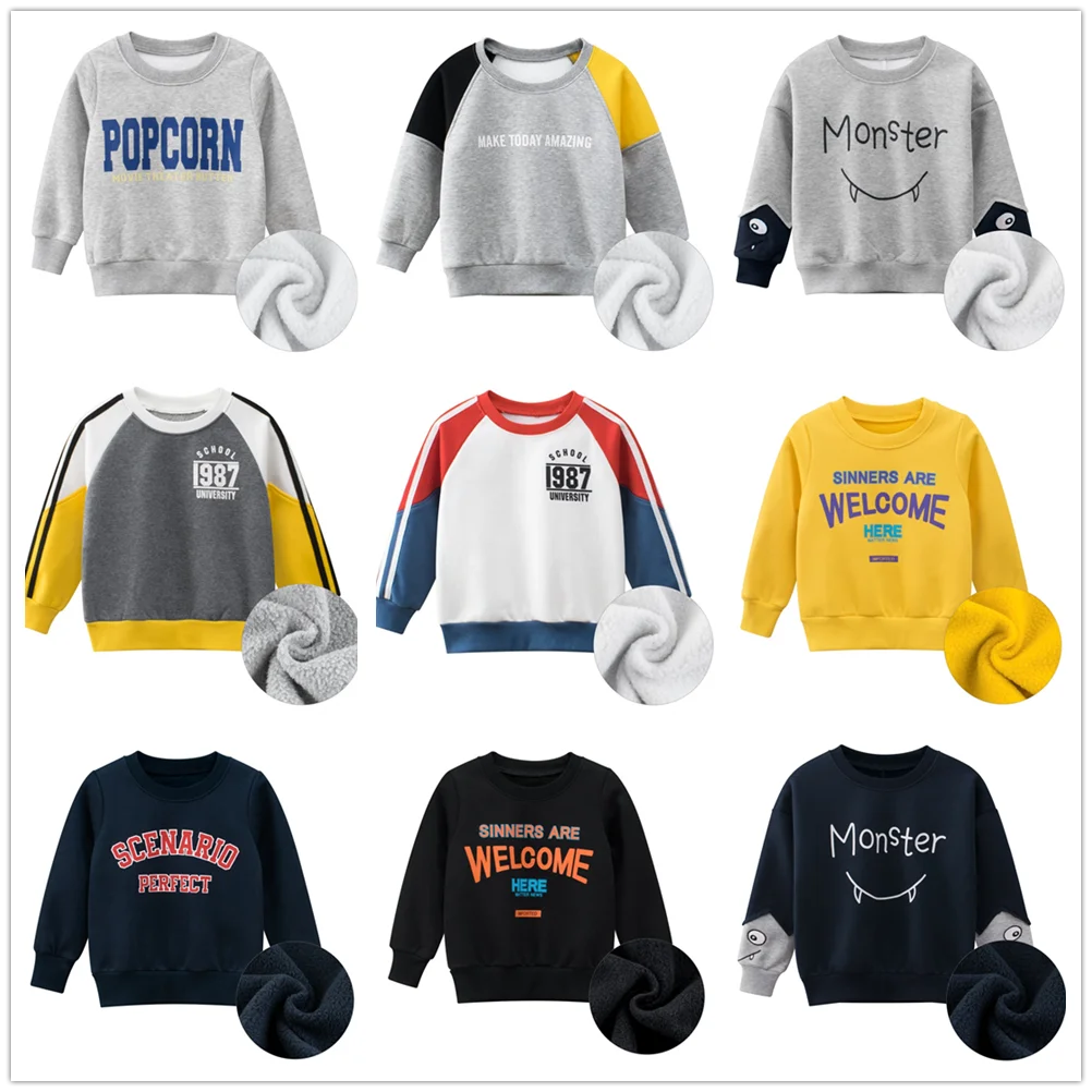 2024 New Arrival Autumn Winter Kids Sweatshirts Coat for Boys Girls Letter Print Sweater Clothes Children Sport Casual Outwears