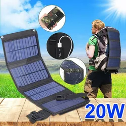 Painel solar dobrável USB, portátil, flexível, pequeno, impermeável, células de painéis solares dobráveis, carregador de bateria do telefone móvel, 5V