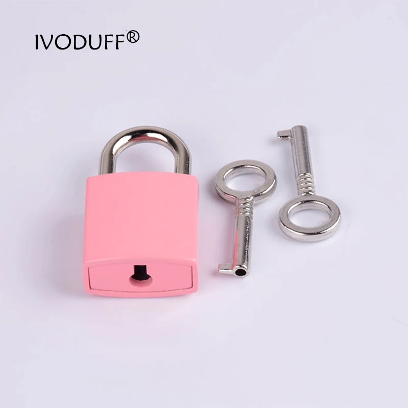 Metal Square Rectangle Padlock With Painted Color,  Padlock With Key For Bag Decoration