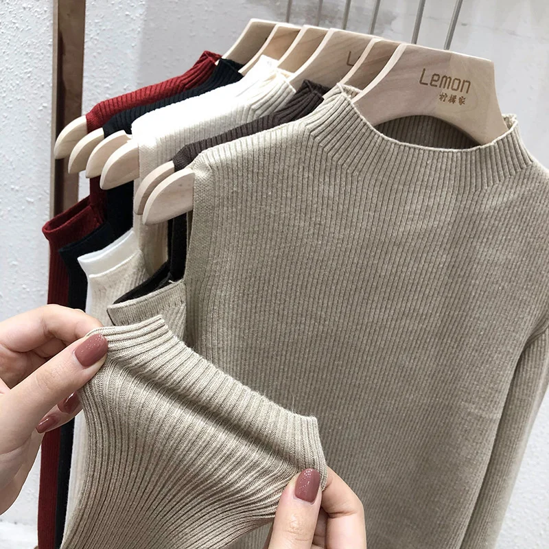 Women Sweaters Knitwear Slim-Fit Pullover Solid Colors Off The Shoulder Lady Top Elegant Slim Fit Bodycon Pullovers Autumn 2022