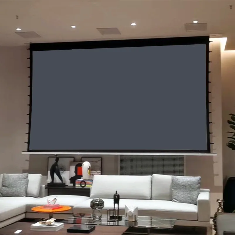 

Pro In-ceiling 100'' 16:9 ALR/CLR motorized tab tensioned projector screen For Short Throw/ middle throw/long throw Projector