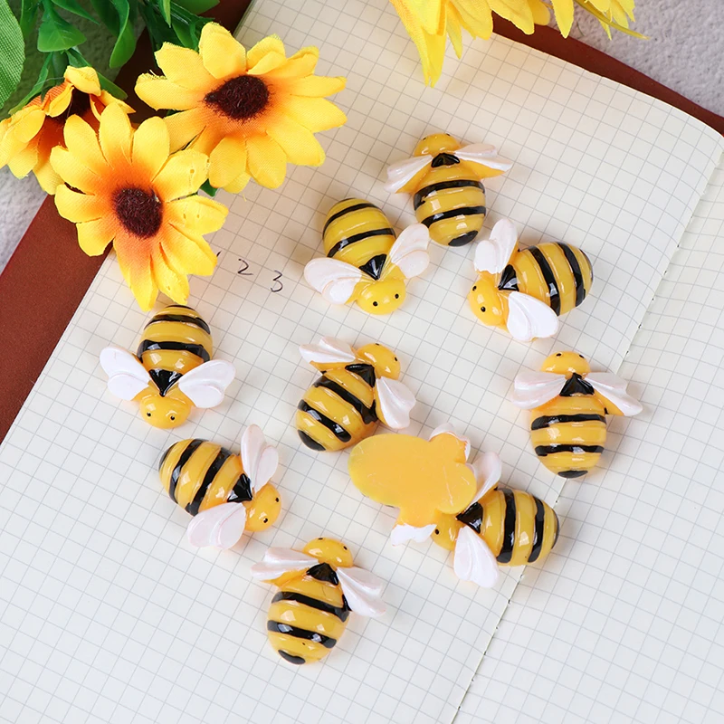 

10pcs Flat Back Resin Cabochon Bee DIY Flatback Scrapbooking Embellishment Craft Decoration Craft Making Accessories