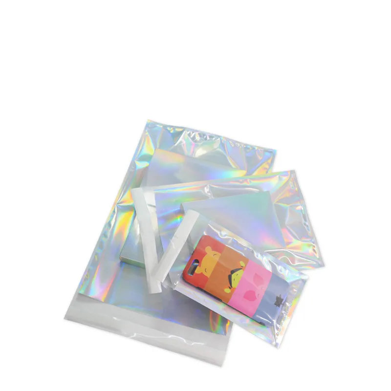 100 pcs Hologram Aluminum Foil Adhesive Pouch Courier Storage Bags Envelope Poly Mailer Postal Shipping Mailing Pouches