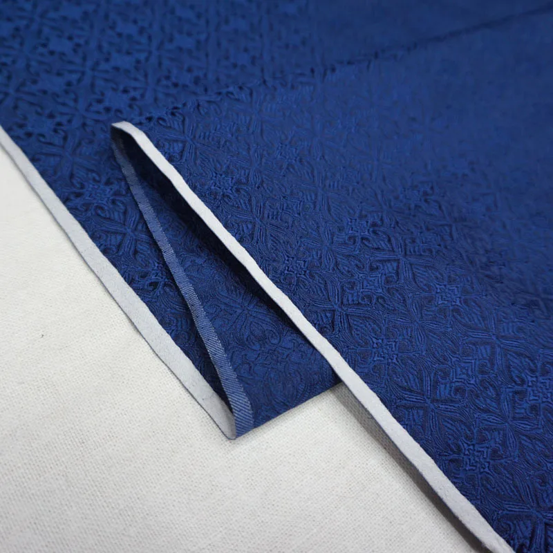 Deep blue jacquard damask fabric for DIY sewing coat curtain table cloth sofa cushion upholstery patchwork home decoration