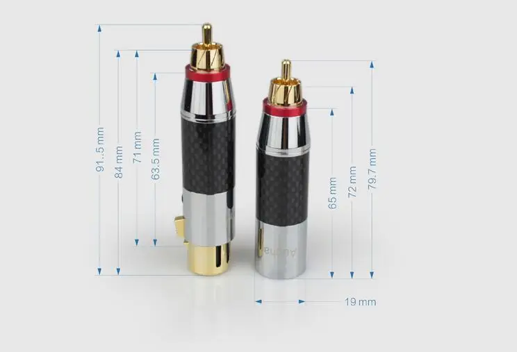 Carbon Fiber Brass Gilded Audio Adaptor XLR 3Pin 3 pin Male/Female to RCA Male Audio Adapter Connector Converter HIFI Supported