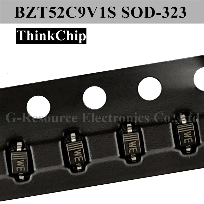 (100Pcs) BZT52C9V1S SOD-323 SMD 0805แรงดันไฟฟ้าStabilizedไดโอดDiode 9.1V (เครื่องหมายWE)
