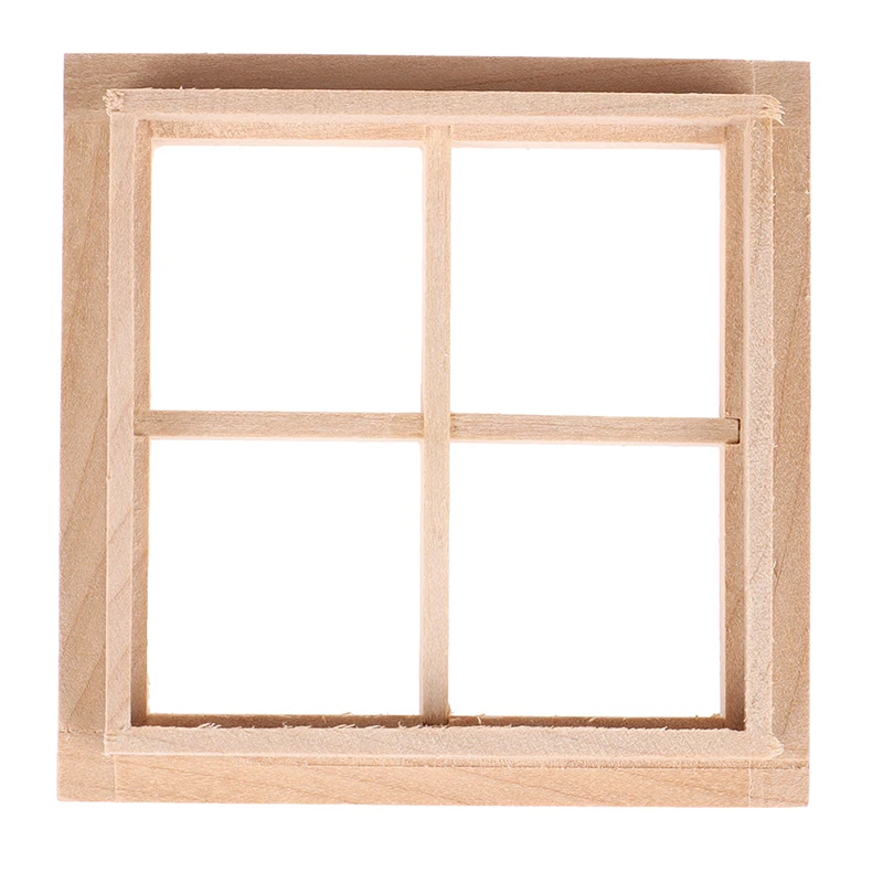 1:12 Scale Dollhouse Wooden Traditional 4-pane Window Frame DIY Furniture Toys Accessory