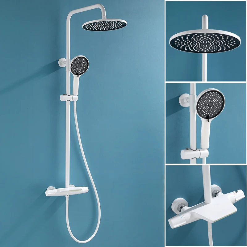 

waterfall white bathroom shower set constand rainfall waterfall white shower mixer Bathroom white shower tap