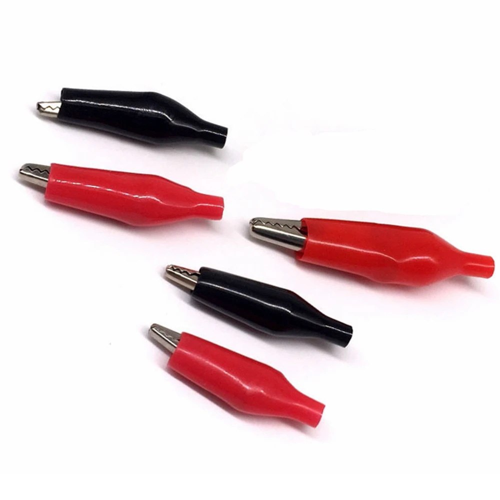 10pcs/lot 28mm/35mm/45mm Metal Alligator Clip G98 Crocodile Electrical Clamp Testing Probe Meter Black Red with Plastic Boot Car
