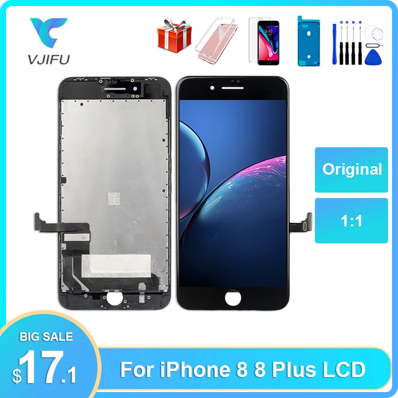 Original OEM LCD Display For iPhone 8 8 Plus Touch Screen Digitizer Assembly Replacement +Tempered Glass+Tools+TPU+Sticker