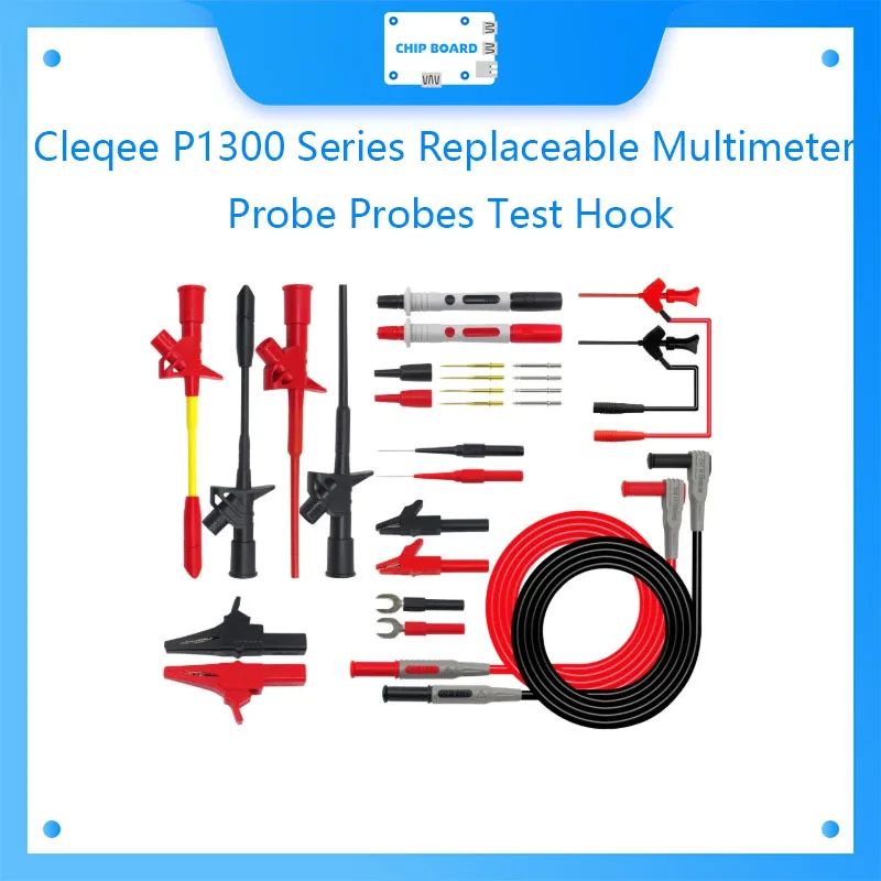 

Cleqee P1300 Series Replaceable Multimeter Probe Probes Test Hook&Test Lead kit kits 4mm Banana Plug Alligator Clip Test Leads