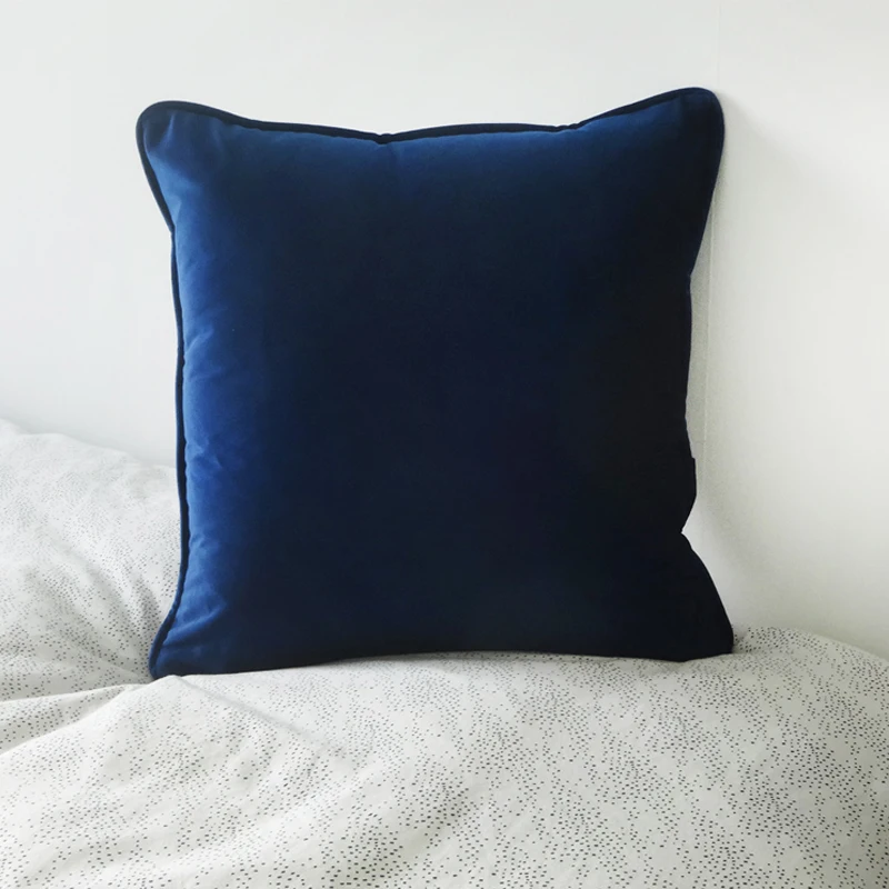 Piping Design Deep Sapphire Blue Velvet Cushion Cover Pillow Case Soft Pillow Cover No Balling-up Without Stuffing