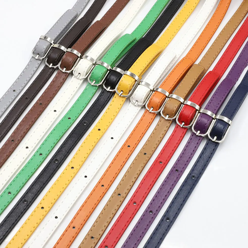 Women Bag Strap Leather Thin adjustable shoulder strap Messenger Bag Handle Silver Buckle 110~120cm for DIY Handbag Accessories