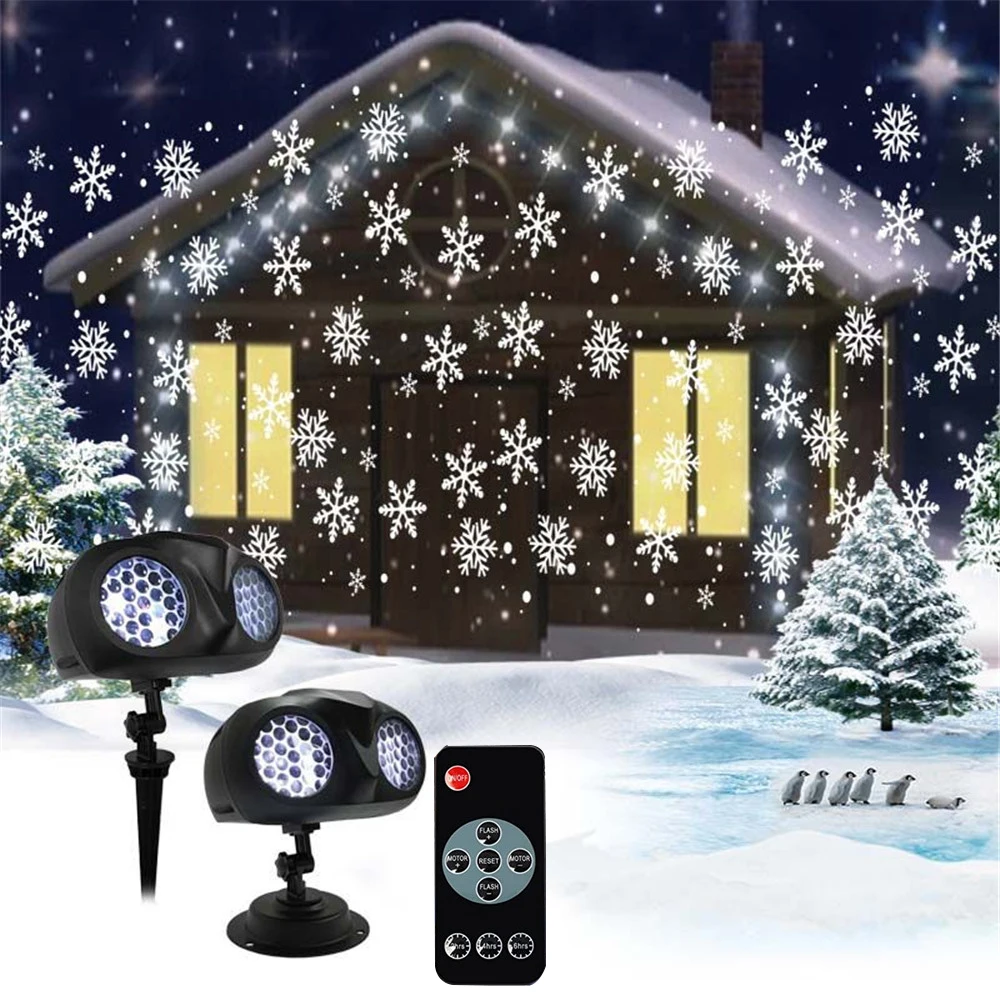 queda de neve led luz projetor binocular telecontrol blizzard lampada ao ar livre a prova impermeavel agua natal neve flurry paisagem spotlight 01