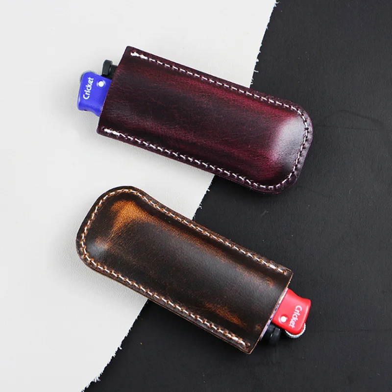 Genuine Handmade Cowhide Leather Lighter Case For Cricket Lighters Pouches Body Protection Cigarette Accessories