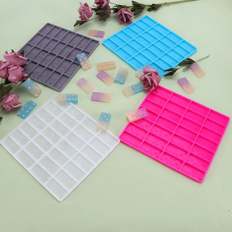 5 Phong Cách Domino Khuôn Silicone Nhựa Dính Thủ Công Cabochons Ban Khuôn Cho Trang Sức Làm Thủ Công Đúc DIY Phụ Kiện Game