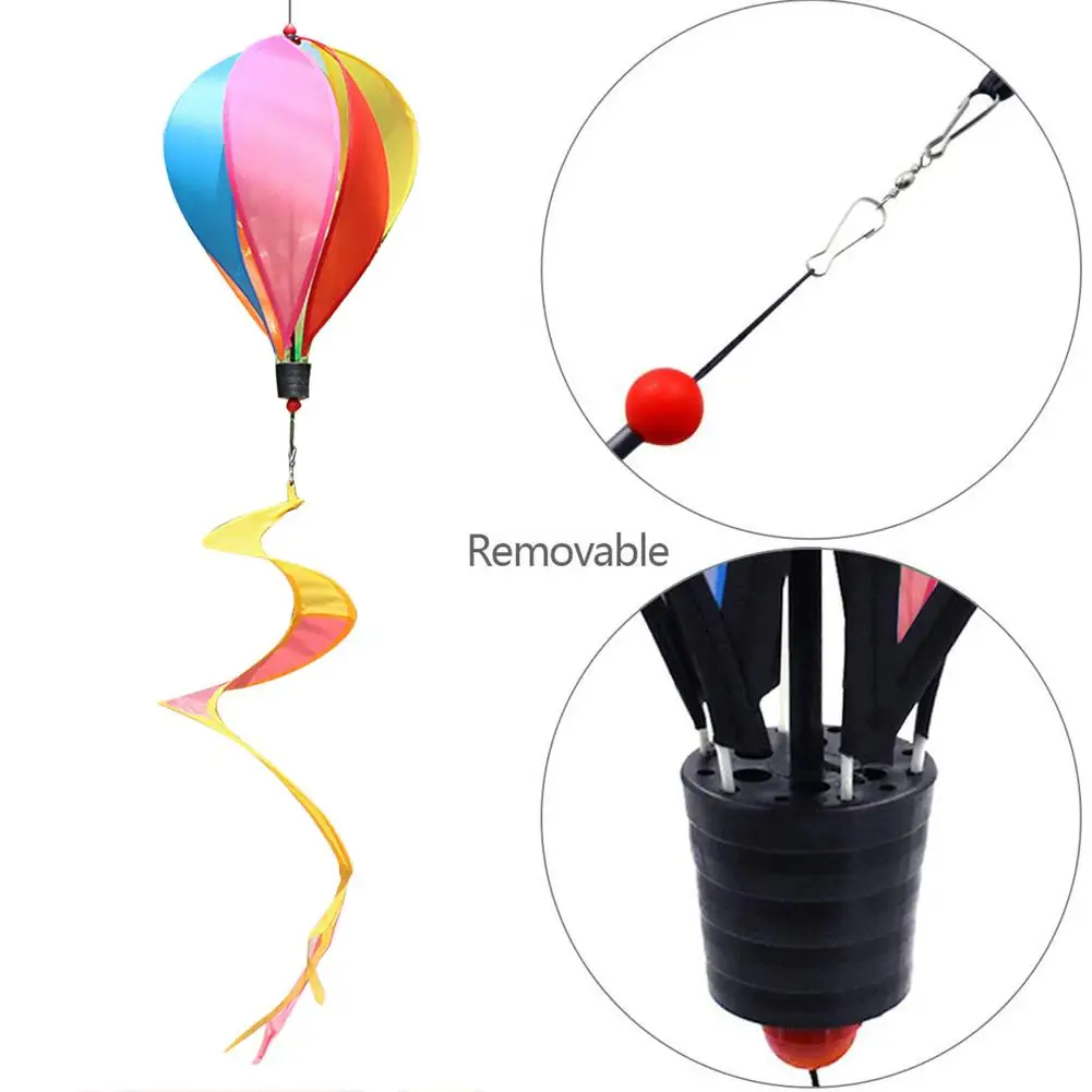 Wholesale Hot Air Balloon Outdoor Rainbow Wind Rotation Windmill Wedding Decoration Happy Birthday  for Home Decoration