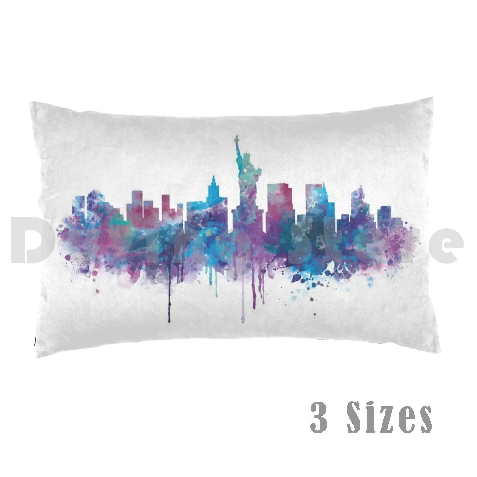 

New York Pillow Case Printed 35x50 New York Skyline Watercolor Nyc New York Art Blue Landscape