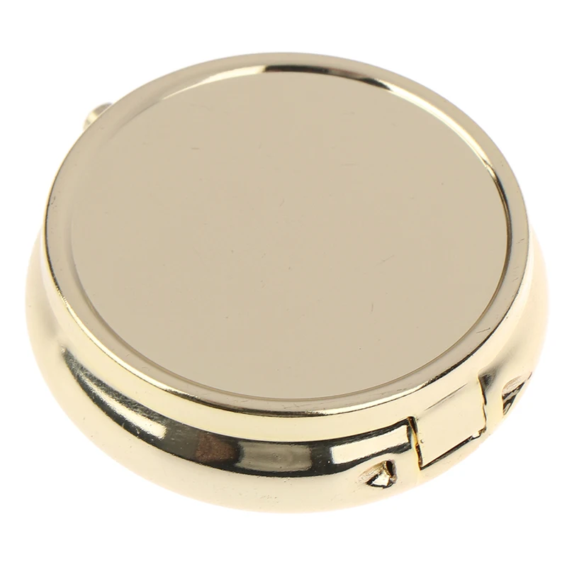 1PCS Gold Metal Round Pill boxes Medicine Organizer Container Medicine Case Pill Candy Box