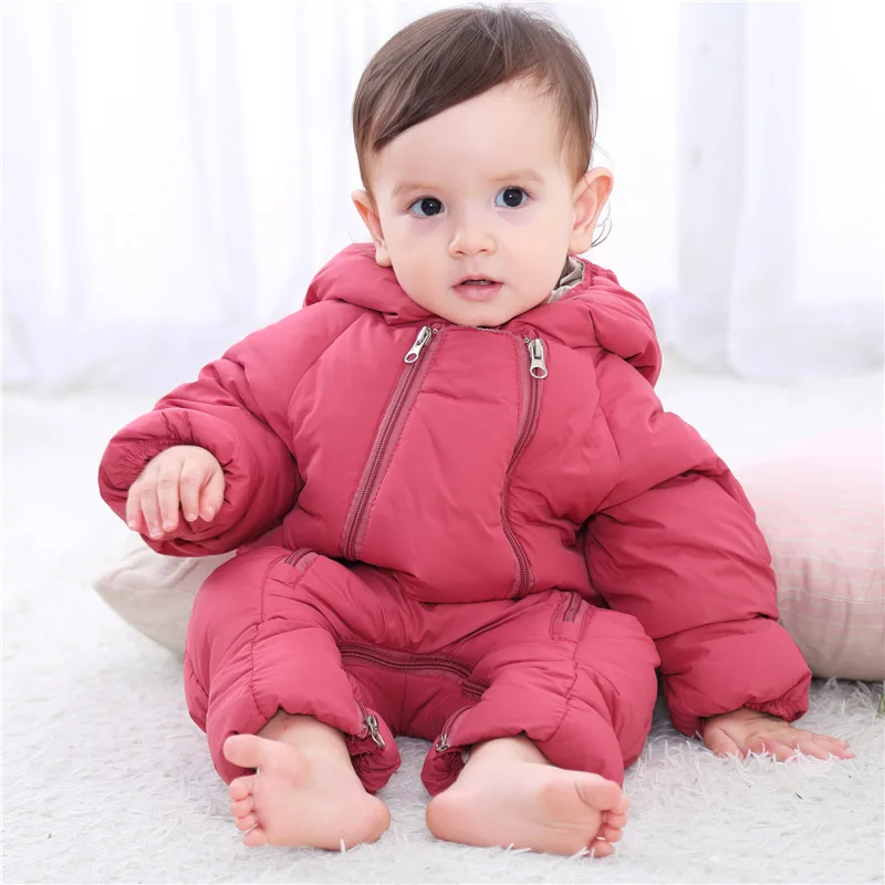 Baby Winter Rompers Thicken Infant Snowsuit Girl\'s Hooded Overcoat Children Overalls Warm Outdoor Clothes Hot Boys Clothing Sets