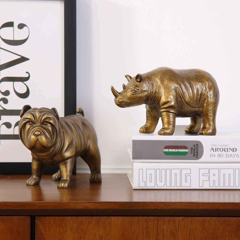 Sharpei Rhinoceros Home Decoration archaistic Art Animal Model Accesories Decorative Ornaments