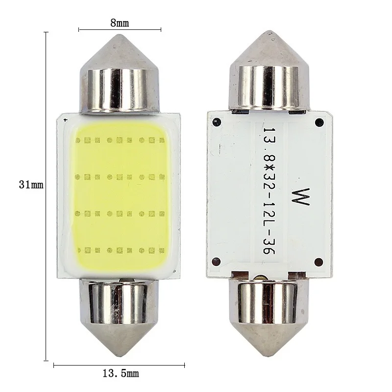 Ampoule LED COB C5W pour voiture, 1 pièce, lumière de lecture pour l'intérieur de la voiture, guirlande lumineuse pour plaque d'immatriculation, lampe de coffre 39mm 36mm