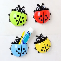 Ladybug Sucção Ganchos para Crianças, Toothbrush Holder, Toothpaste Container, Decorações De Parede, Organizador Rack, 4 Cores, Organizador Dos Desenhos Animados