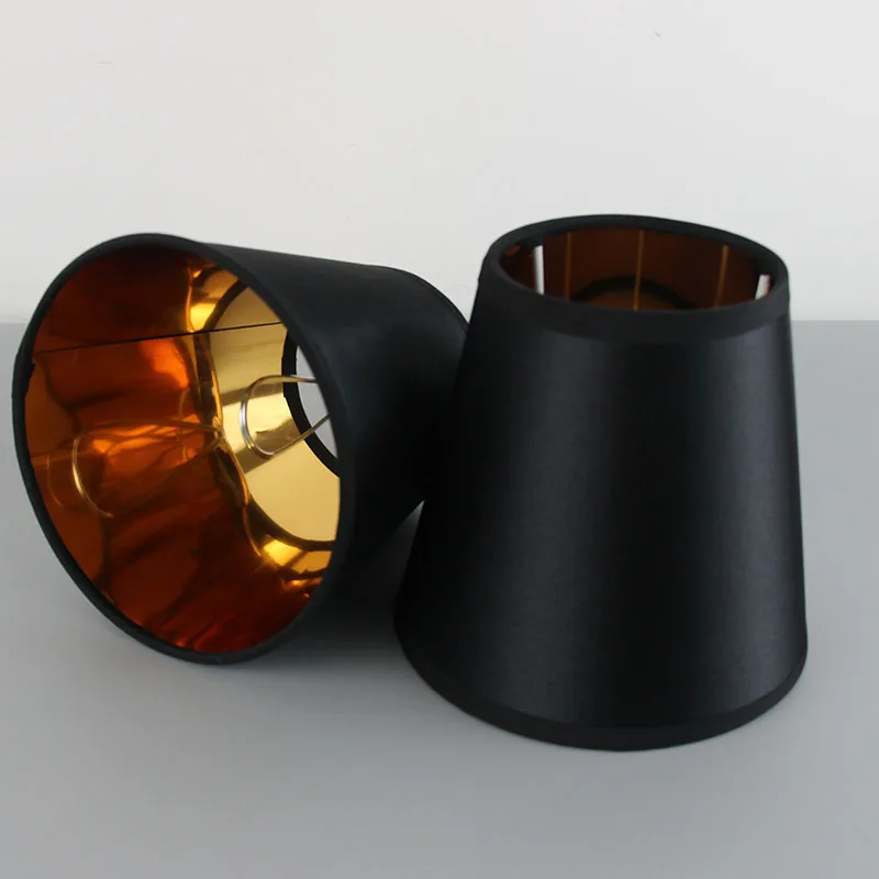 2pcs 3pcs Modern Fashion Black Gold Color Reflective Cloth Lamp Shade,Chandelier Wall Lamp Lampshades, E14 and Clip on