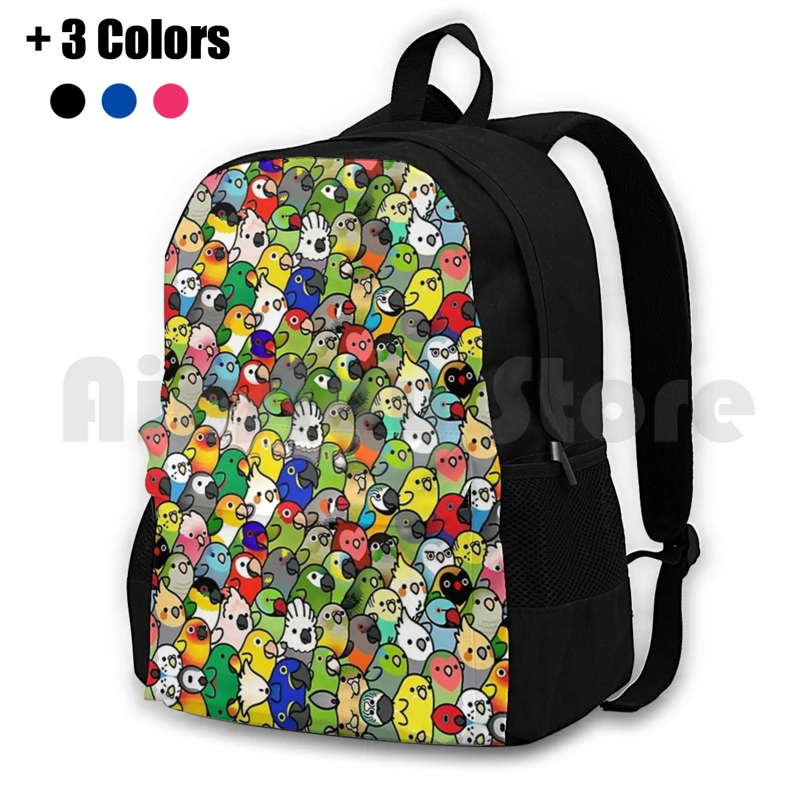 Everybirdy Colourfull Pattern Outdoor Hiking Backpack Riding Climbing Sports Bag Pattern Bird Animal Birds Colorful Cool Funny