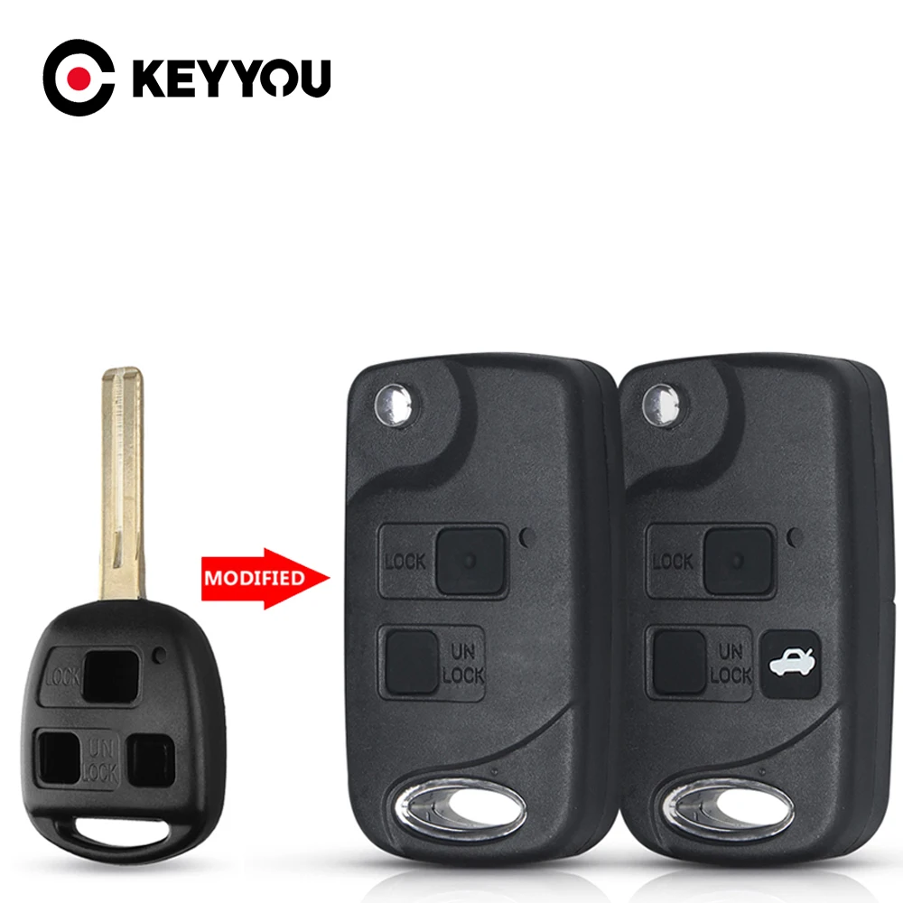 KEYYOU 2/3 Buttons Car Remote Key Shell For LEXUS ES300 GS300 GS430 GX470 LS200 LS300 LS400 RX300 Replacement Uncut TOY48 Case