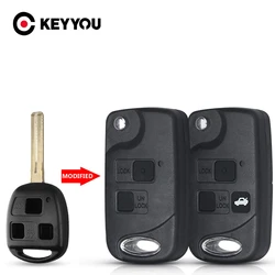 KEYYOU-carcasa de llave remota de coche, carcasa de repuesto sin cortar, 2/3 botones, para LEXUS ES300 GS300 GS430 GX470 LS200 LS300 LS400 RX300, TOY48