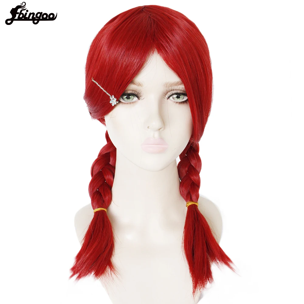 Ebingoo Synthetic Wig Blend S Esu Miu Amano Cosplay Wig Long Red Double Braided Role Play for Halloween Costume Women Party Wig