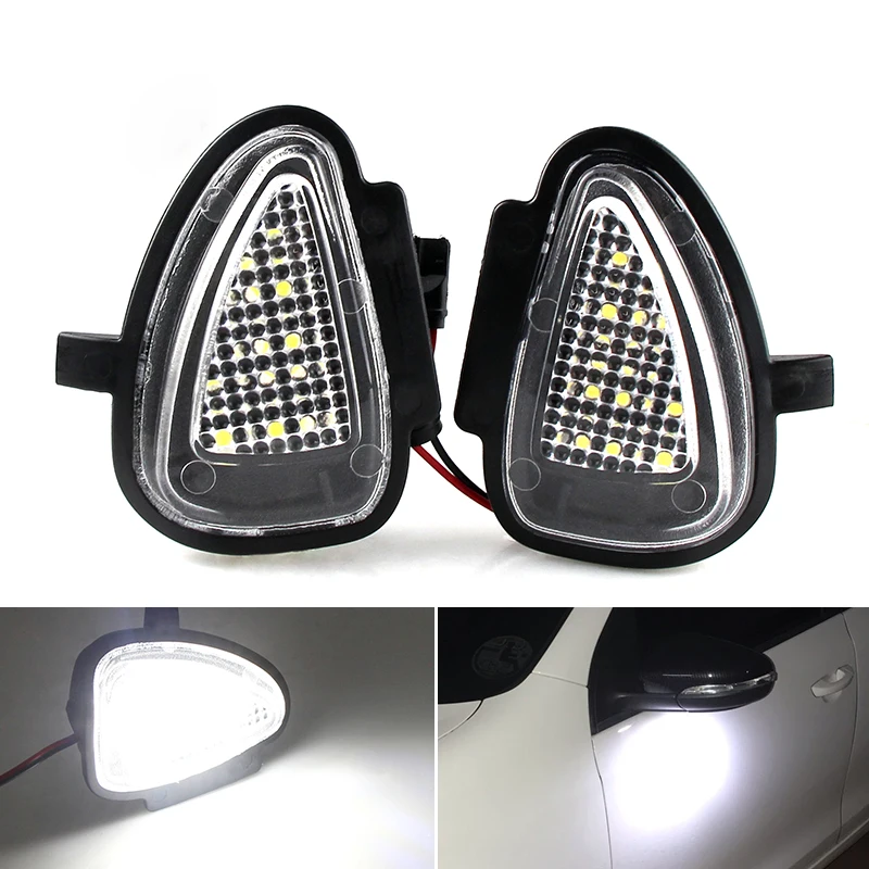 2pcs CANBUS White LED Under Mirror Puddle Light Bulbs for VW Golf GTi MK6 6 MKVI 2010-2014 Touran 2010-2019 Ampoule Led Voiture