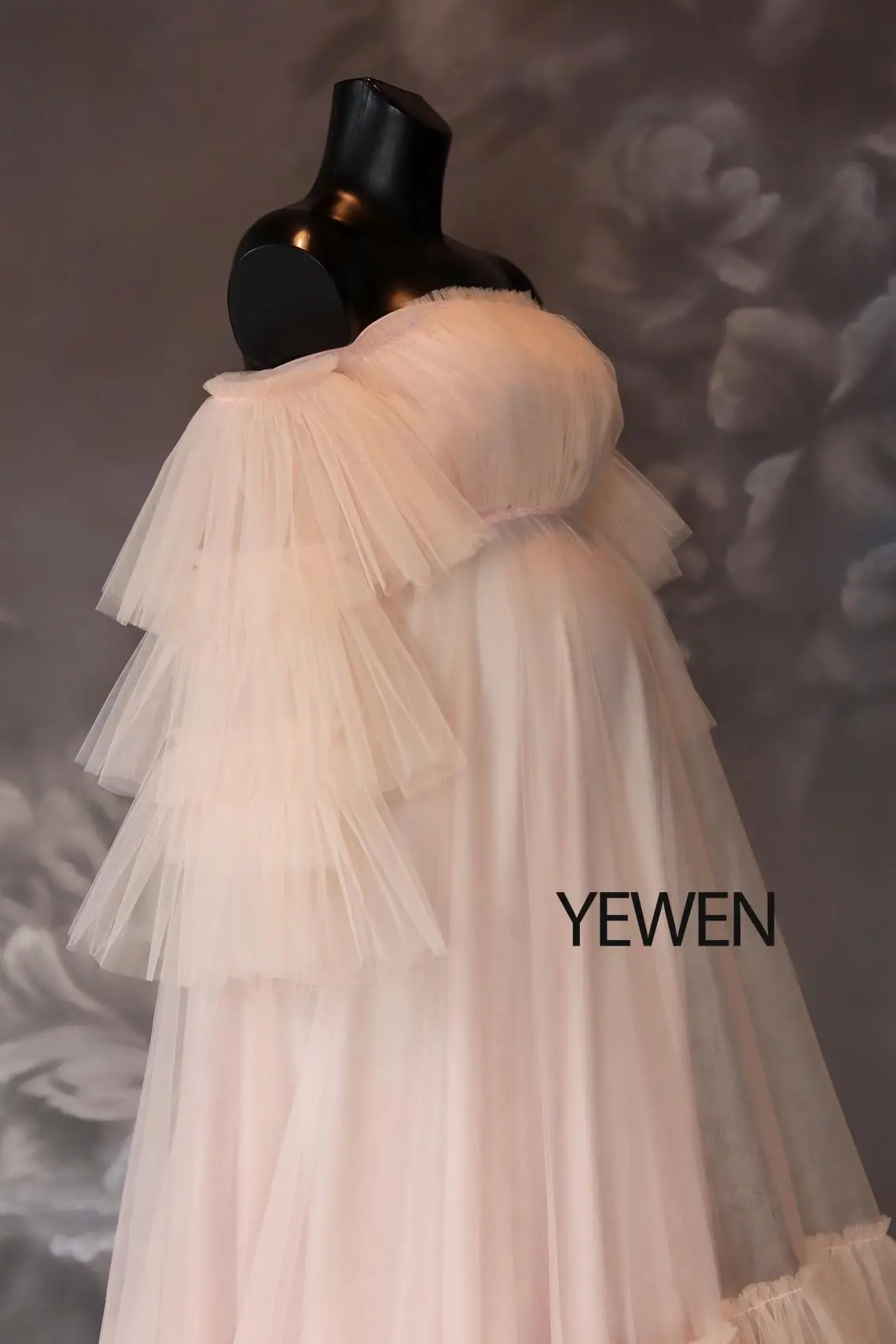 Tiered Ruffles Tulle Maternity Dress Long Maxi Gown Pregnancy Dress Photography Props Pregnant Women Baby Shower Outfits YEWEN