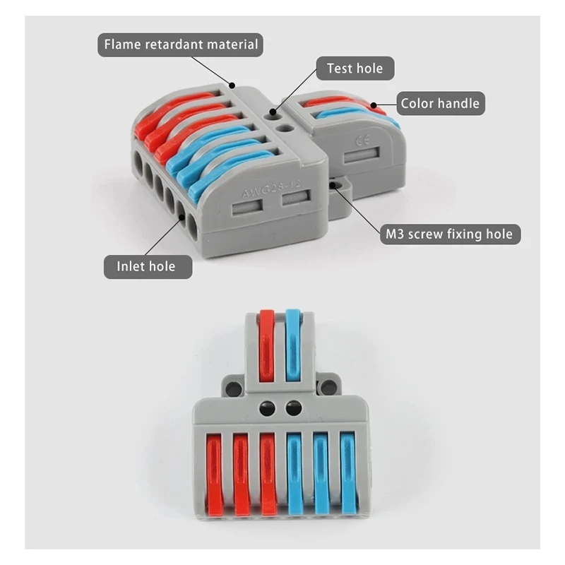 Quick Universal Compact Conductor Wiring Connection Splitter SPL Spring Splicing Push-in Terminal Block For Home 222 223