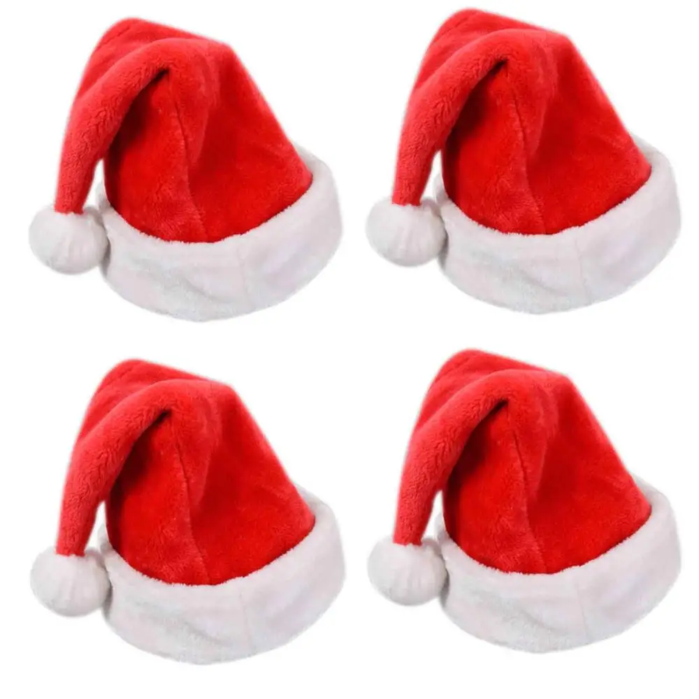 

2pcs Santa Hat faux fur Christmas Hats for Adults Xmas Santa Hats Cap