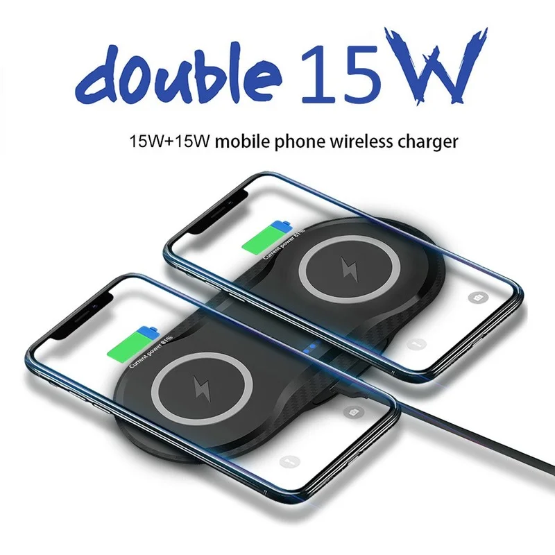 

New 30W Fast Qi Wireless Charger for iPhone 12 11 XS XR X Airpods Pro Dual 15W 2 in 1 Wireless Charging Pad for Samsuang S20 S10