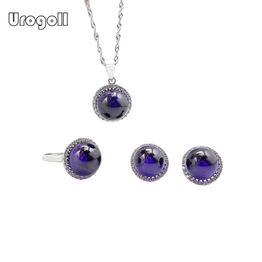 

Classic Silver 925 Jewelry Set Pure 925 Sterling Silver Luxury Zircon Necklace Earring Ring Valentine's Day Crystal Fashion Set