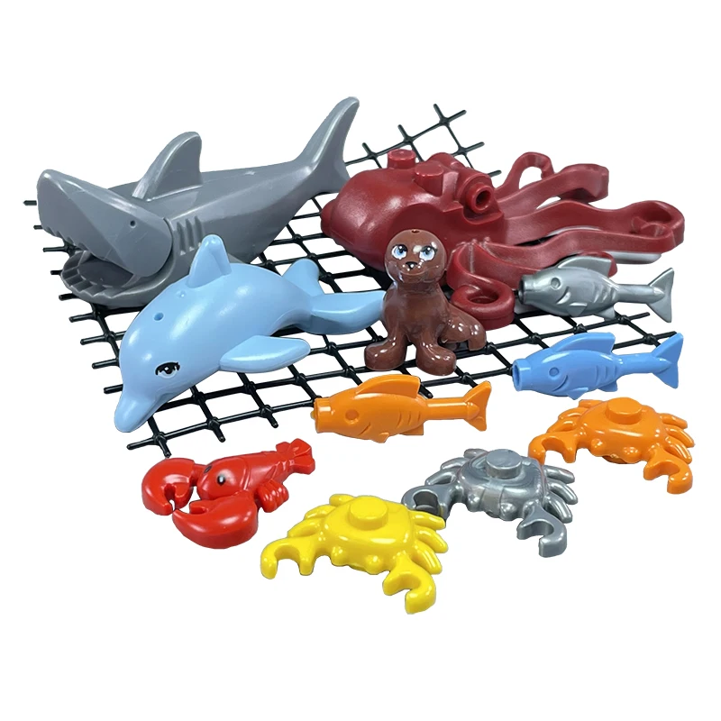 MOC Sea Seabed Creatures Coral Seaweed Shell Fish Shrimp Crab Aquarium for 31122 Building Blocks Toys for Children Gifts