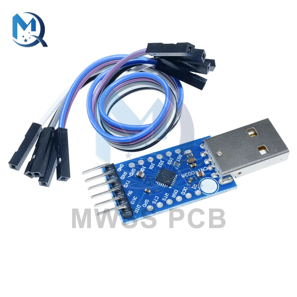 CP2104 USB 2.0 To TTL UART Module Serial Converter Board Downloader Line STC PRGMR With Free Dupont Cables 6PIN Replace CP2102