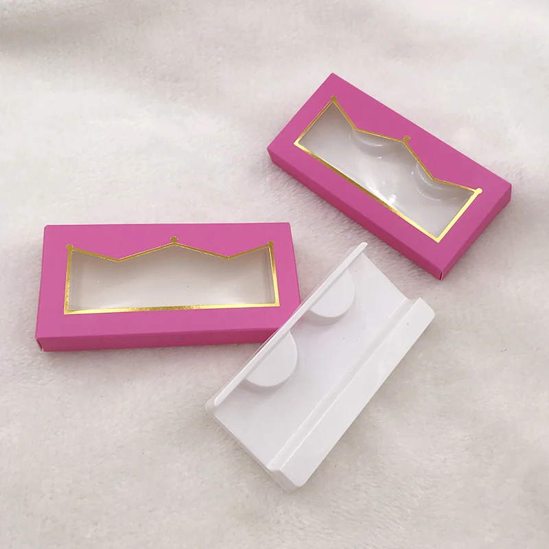 3D Mink Eyelashes Custom Packaging Empty Paper Box Pink Crown Lash Box