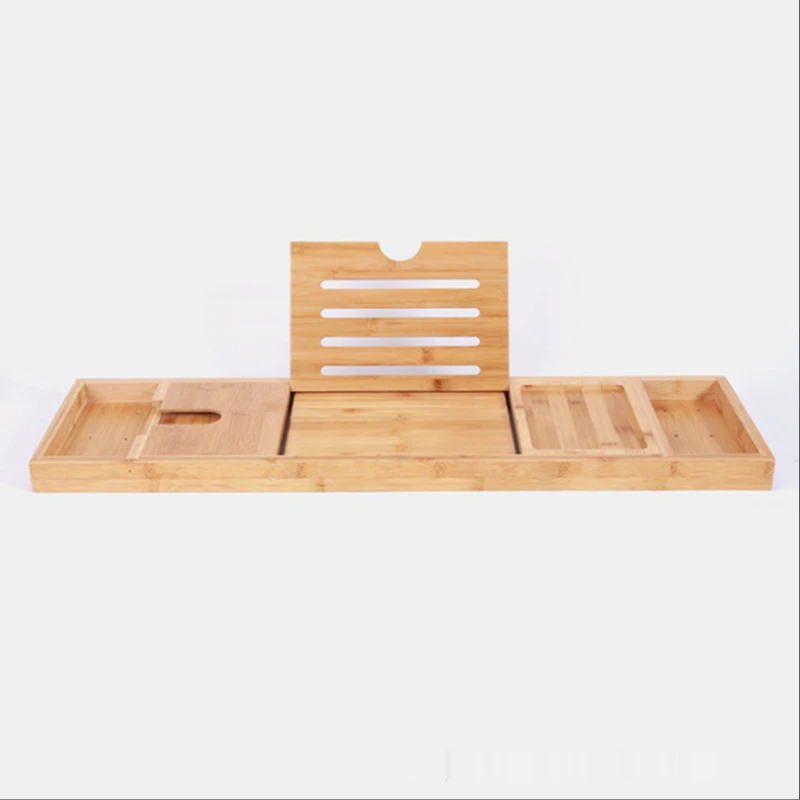 Multi Function Bamboo Bathtub Caddy Tray Shelf for Bath Tub Toilet Spa Bathtub Book Wine Tablet Holder Bath Tray Organizer Rack