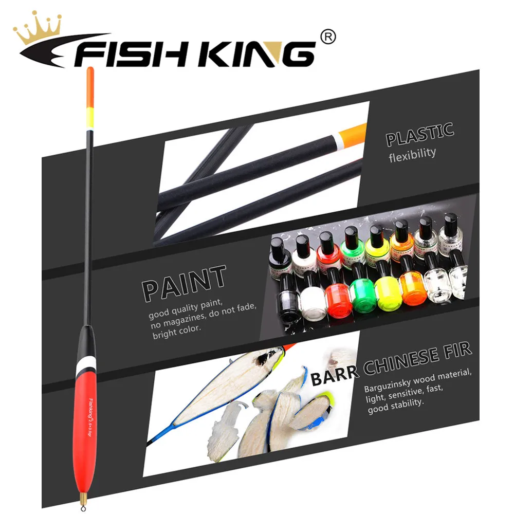 FISH KING 4pcs/pack Barguzinsky Fir Float 1.2+2.0g/1.5+1.5g/2.0+2.0g/2.5+3.0g Balsa Bobber Cork Vertiacl Buoy Carp Fishing Float