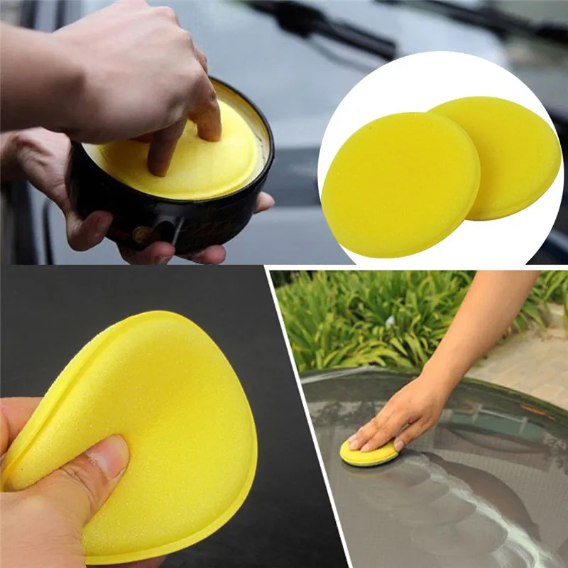 Spugna in schiuma per auto 12 pezzi Applicatore di cera Pulizia Dettagli Tamponi Ceretta per auto Smalto Cura della casa Giallo 10 cm Kit di pulizia