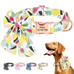 Collare per gatto personalizzato cucciolo di cane stampato personalizzato Bowknot accessori per animali domestici collare Pug Chihuahua inciso targhetta papillon collari