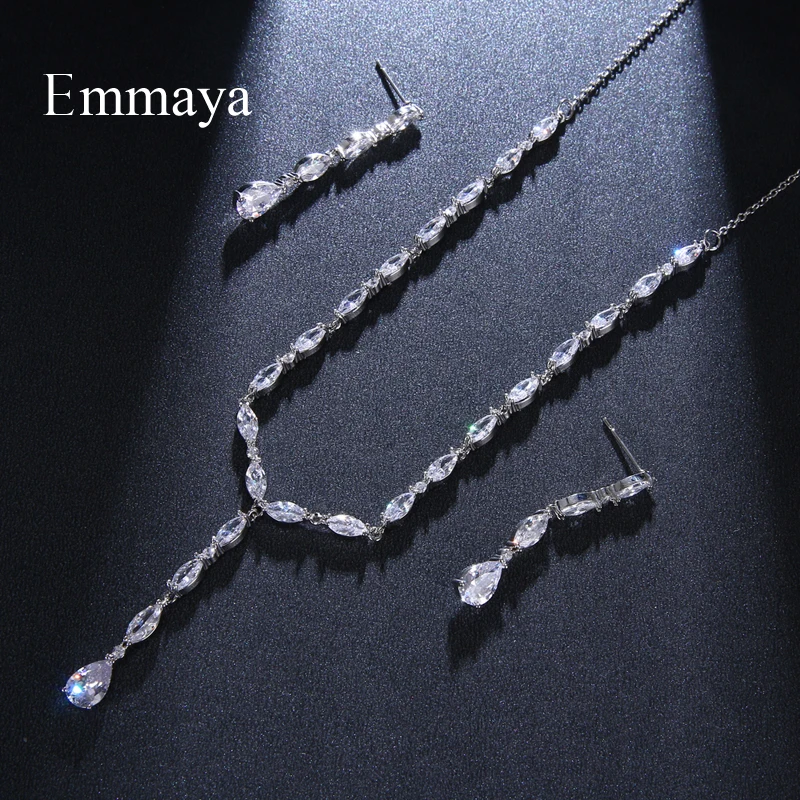 Emmaya New Fashion Pure And Tiny Cubic Zircon Lovely Jewelry Necklace And Earring  For Women&Lady Dazzling Dress-up In Party