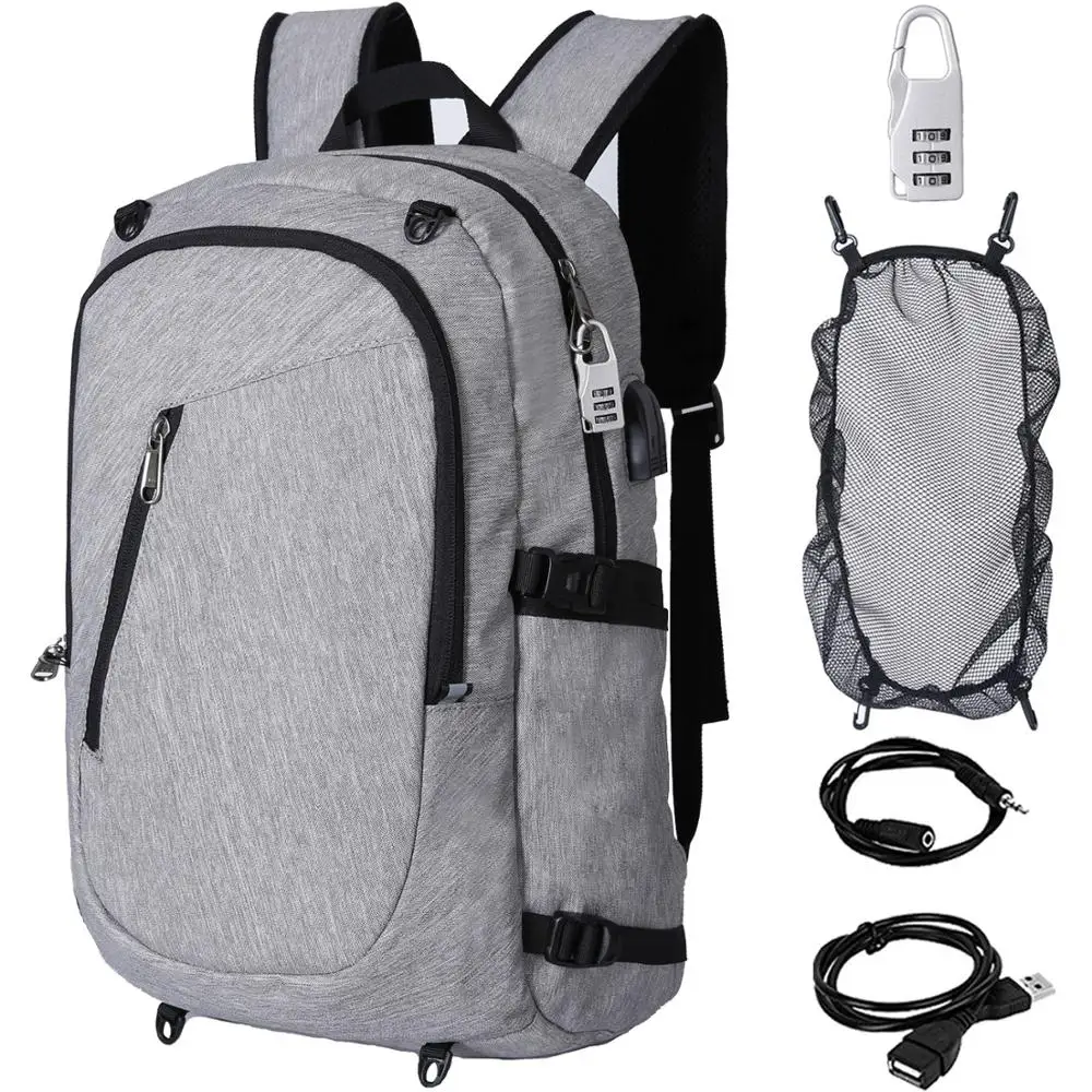 XQXA Unisex Travel Sports Backpack Light Gray Women Men Teenagers School 15.6