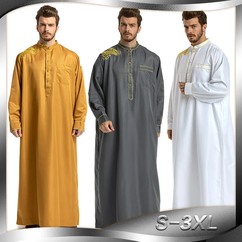 

Islam Abaya Men Muslim Dresses Long Sleeve Kaftan Pakistan Saudi Arabia Roupas Masculinas Caftan Robe Ropa Hombre Eid Abayas 3xl