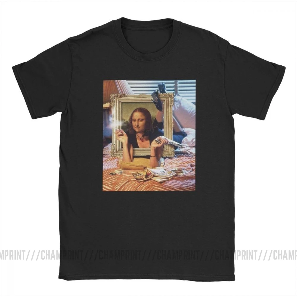 Pulp Fiction Mona Lisa Men T Shirts Peliculas Art Meme Leisure Tee Shirt Short Sleeve T-Shirts Pure Cotton Gift Idea Clothes